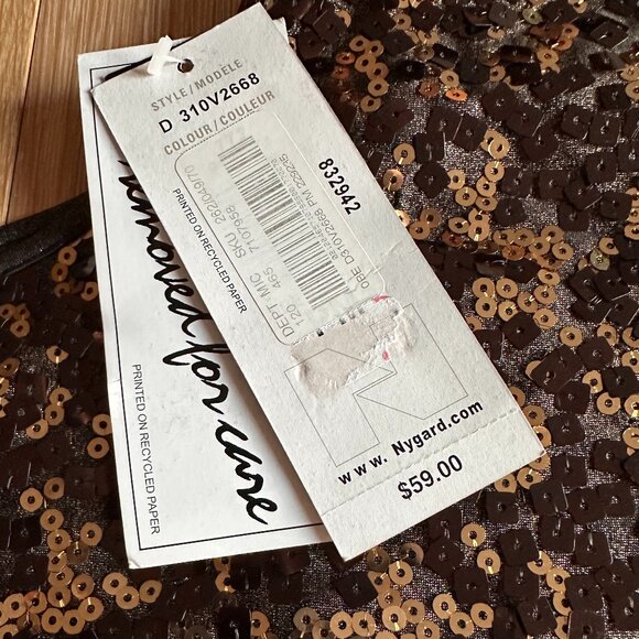 Peter Nygard NEW Sequin Metallic Bronze Brown Tank top XL stretch Y2K party sexy - Picture 7 of 10